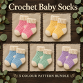 Baby Socks Pattern PDF Crochet Baby Booties Easy Newborn Baby Socks Knitting Alternative 5 Bright Colors Newborn to 18 Months Gift